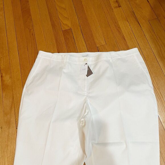 J Jill White Preppy Cropped Pants Womens Plus Size 26W Cotton Textured NEW W TAG - Picture 2 of 11